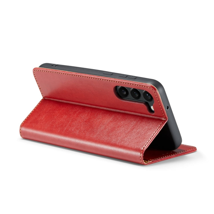 For Samsung Galaxy S24+ 5G Fierre Shann PU Genuine Leather Texture Phone Case(Red)