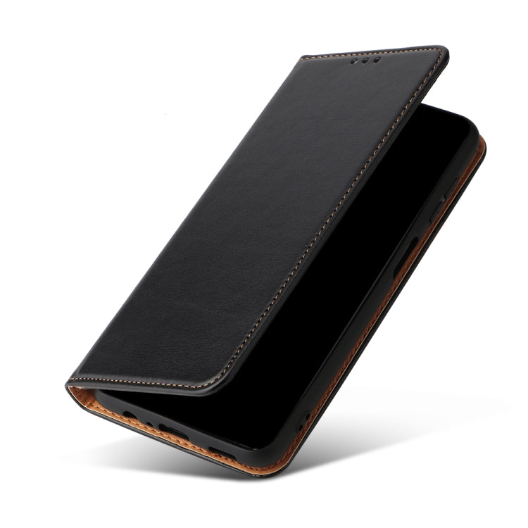 For Samsung Galaxy A15 5G Fierre Shann PU Genuine Leather Texture Phone Case(Black)