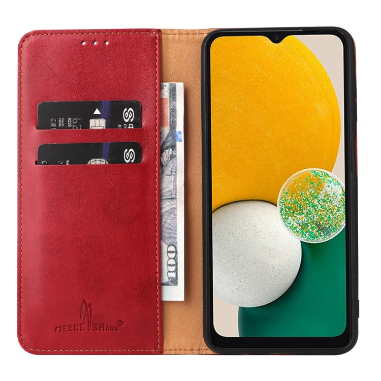 For Samsung Galaxy A15 5G Fierre Shann PU Genuine Leather Texture Phone Case(Red)