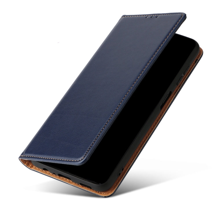 For Samsung Galaxy A35 5G Fierre Shann PU Genuine Leather Texture Phone Case(Blue)