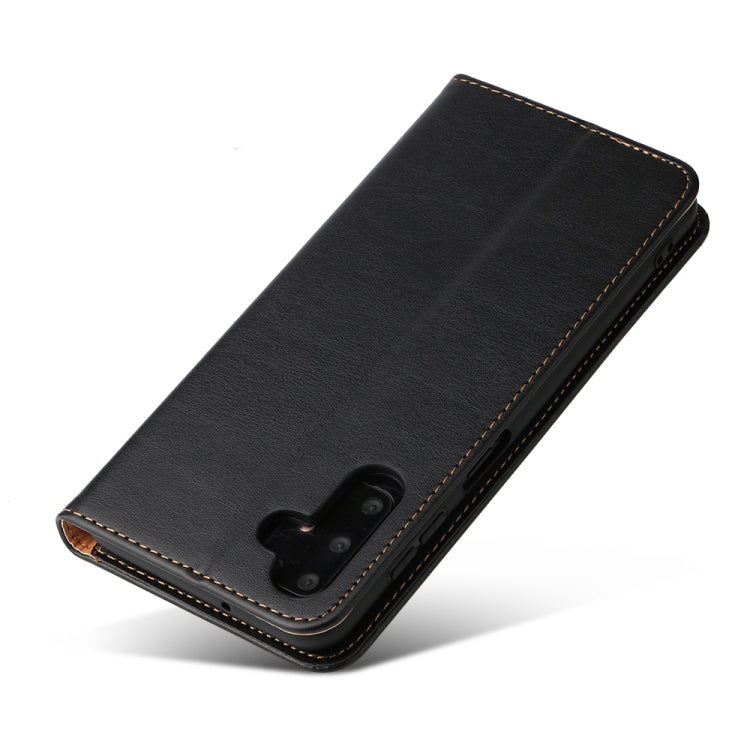 For Samsung Galaxy A35 5G Fierre Shann PU Genuine Leather Texture Phone Case(Black)