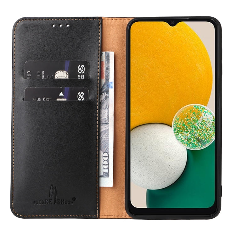 For Samsung Galaxy A35 5G Fierre Shann PU Genuine Leather Texture Phone Case(Black)