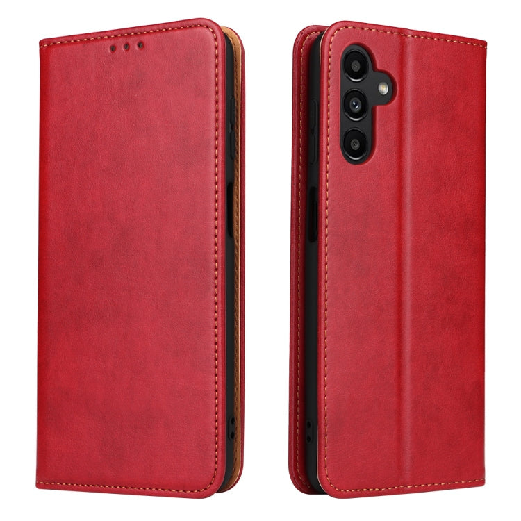 For Samsung Galaxy A35 5G Fierre Shann PU Genuine Leather Texture Phone Case(Red)