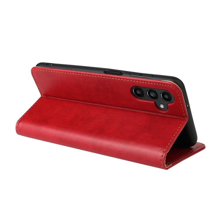For Samsung Galaxy A35 5G Fierre Shann PU Genuine Leather Texture Phone Case(Red)