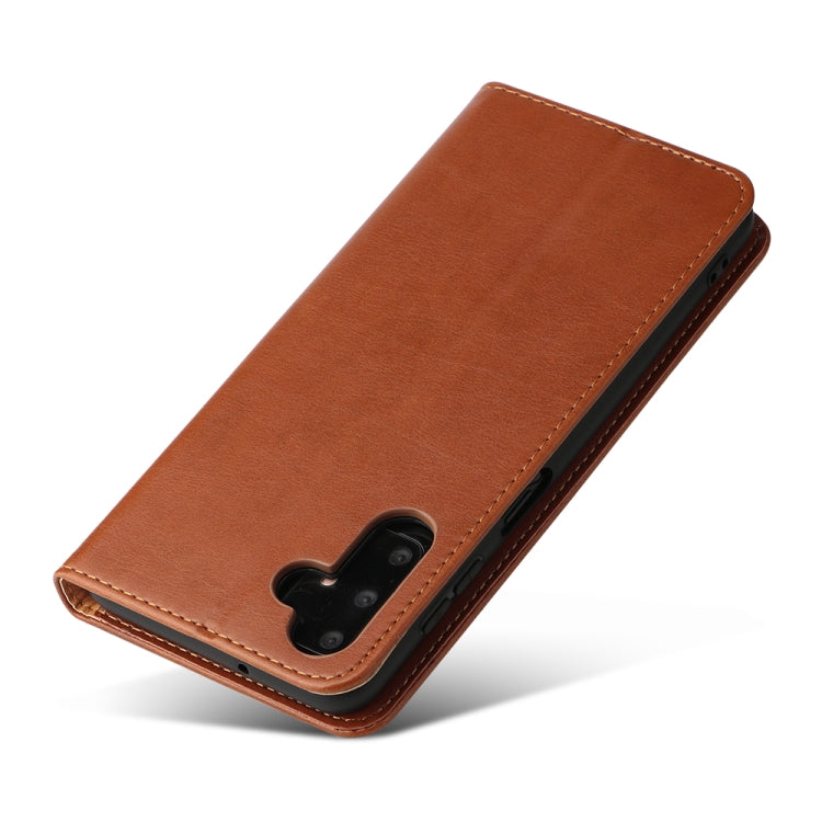 For Samsung Galaxy A55 5G Fierre Shann PU Genuine Leather Texture Phone Case(Brown)