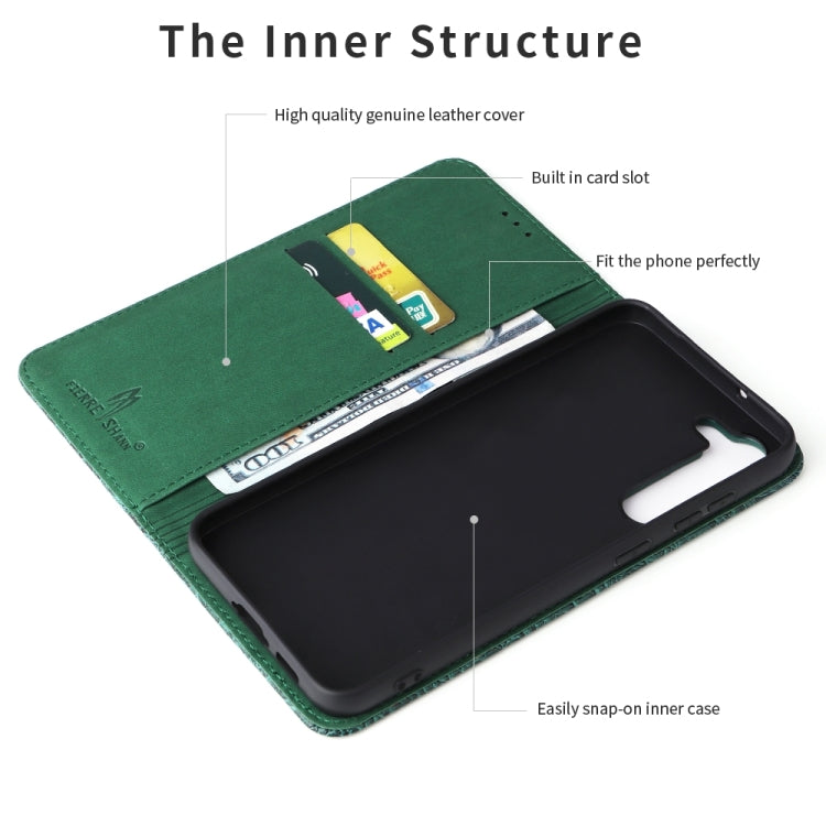 For Samsung Galaxy S24+ 5G Fierre Shann Crocodile Texture Magnetic Genuine Leather Phone Case(Green)