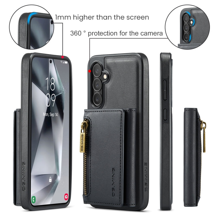 For Samsung Galaxy S24+ 5G DG.MING M5 Series Zip RFID Multi Card Detachable Leather Phone Case(Black)