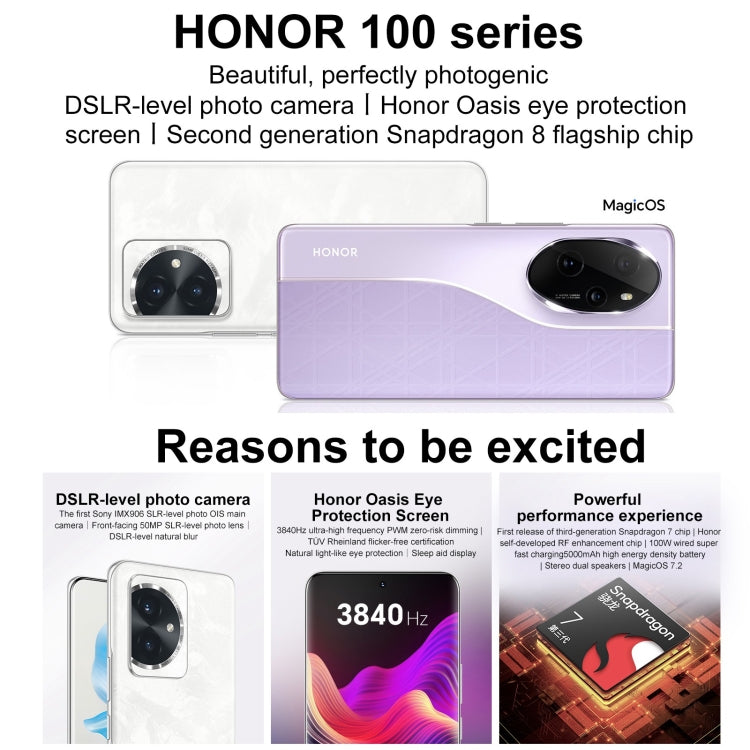 Honor 100, 12GB+256GB, Screen Fingerprint Identification, 6.7 inch MagicOS 7.2 Snapdragon 7 Gen 3 Octa Core up to 2.63GHz, Network: 5G, NFC, OTG, Support Google Play(Blue)