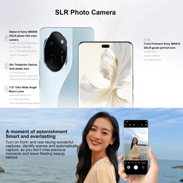 Honor 100 Pro, 12GB+256GB, Screen Fingerprint Identification, 6.78 inch MagicOS 7.2 Snapdragon 8 Gen 2 Octa Core up to 3.19GHz, Network: 5G, NFC, OTG, Support Google Play(Purple)