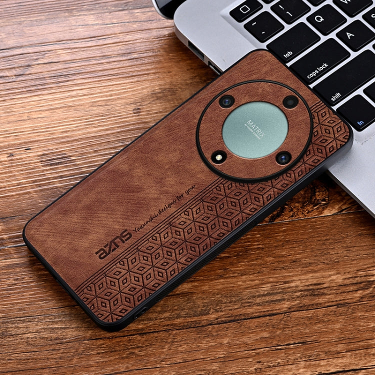 For Honor X9a AZNS 3D Embossed Skin Feel Phone Case(Brown)