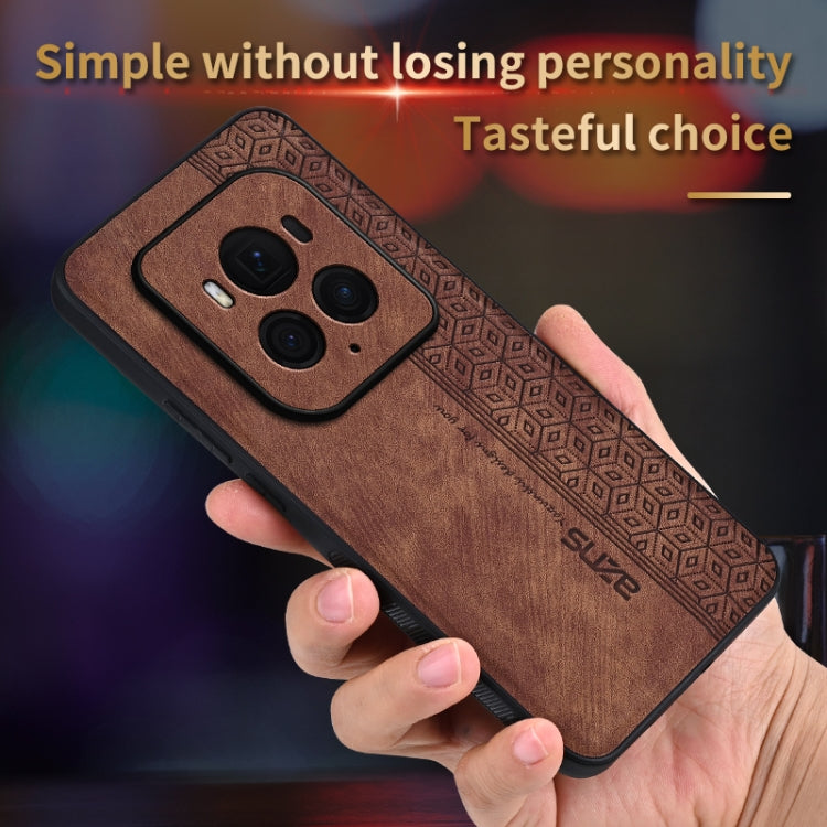 For Honor Magic6 Ultimate AZNS 3D Embossed Skin Feel Phone Case(Brown)