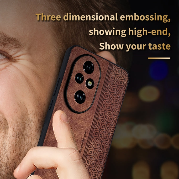 For Honor 200 Pro AZNS 3D Embossed Skin Feel Phone Case(Black)