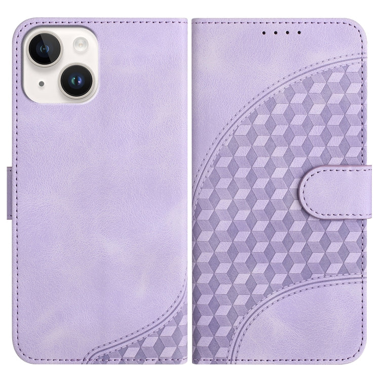 YX0060 Elephant Head Embossed Phone Leather Case with Lanyard, For iPhone 15, For iPhone 14 Plus, For iPhone 14