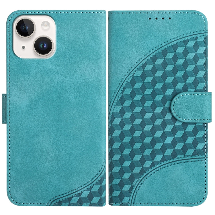 YX0060 Elephant Head Embossed Phone Leather Case with Lanyard, For iPhone 15, For iPhone 14 Plus, For iPhone 14
