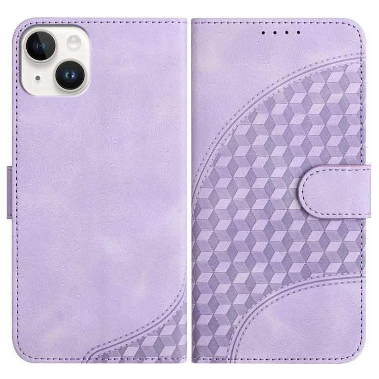 YX0060 Elephant Head Embossed Phone Leather Case with Lanyard, For iPhone 15, For iPhone 14 Plus, For iPhone 14