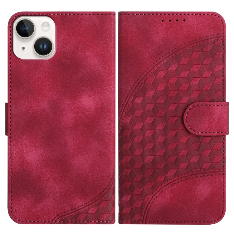 YX0060 Elephant Head Embossed Phone Leather Case with Lanyard, For iPhone 15, For iPhone 14 Plus, For iPhone 14