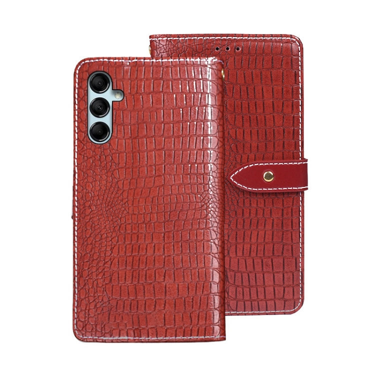 For Samsung Galaxy M34 5G / F34 5G idewei Crocodile Texture Leather Phone Case(Red)