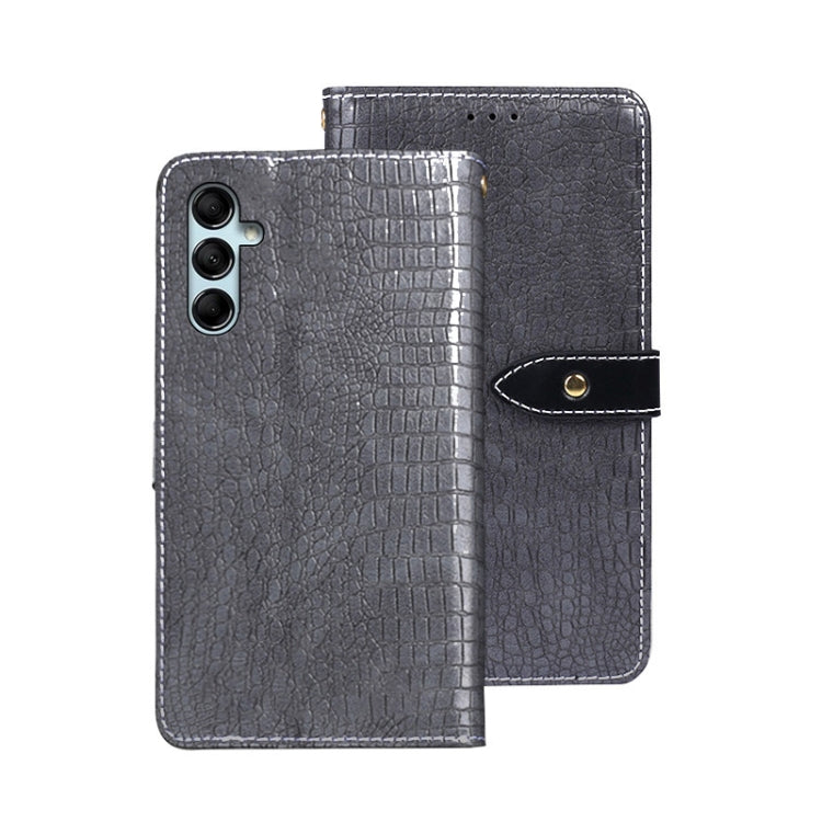 For Samsung Galaxy A05s 4G idewei Crocodile Texture Leather Phone Case(Grey)