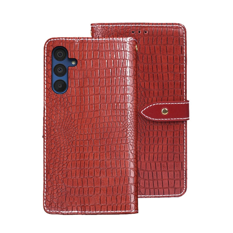 For Samsung Galaxy A15 5G idewei Crocodile Texture Leather Phone Case(Red)
