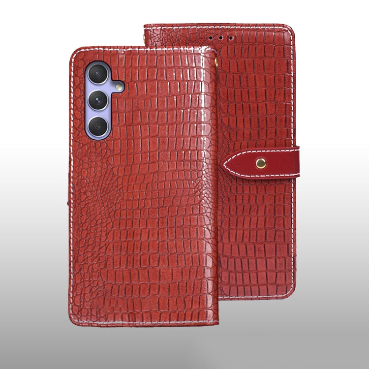 For Samsung Galaxy A55 5G idewei Crocodile Texture Leather Phone Case(Red)