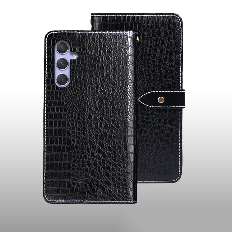 For Samsung Galaxy A55 5G idewei Crocodile Texture Leather Phone Case(Black)