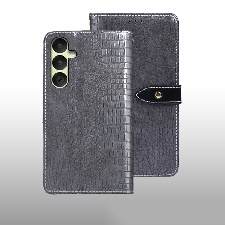 For Samsung Galaxy A35 5G idewei Crocodile Texture Leather Phone Case(Grey)