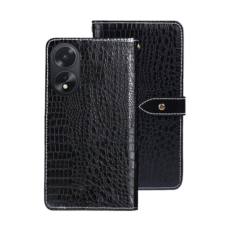 For OPPO A38 4G Global idewei Crocodile Texture Leather Phone Case(Black)