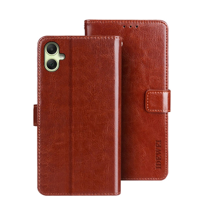 For Samsung Galaxy A05 4G idewei Crazy Horse Texture Leather Phone Case(Brown)