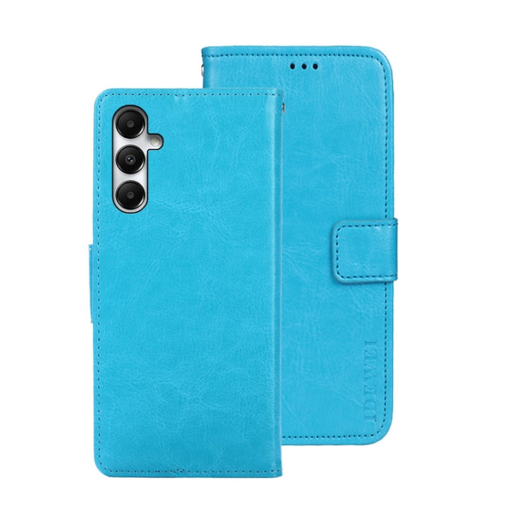 For Samsung Galaxy A05s 4G idewei Crazy Horse Texture Leather Phone Case(Sky Blue)