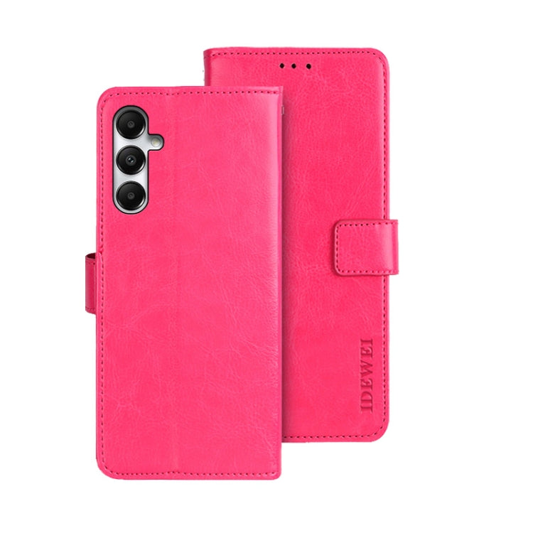 For Samsung Galaxy A05s 4G idewei Crazy Horse Texture Leather Phone Case(Rose Red)
