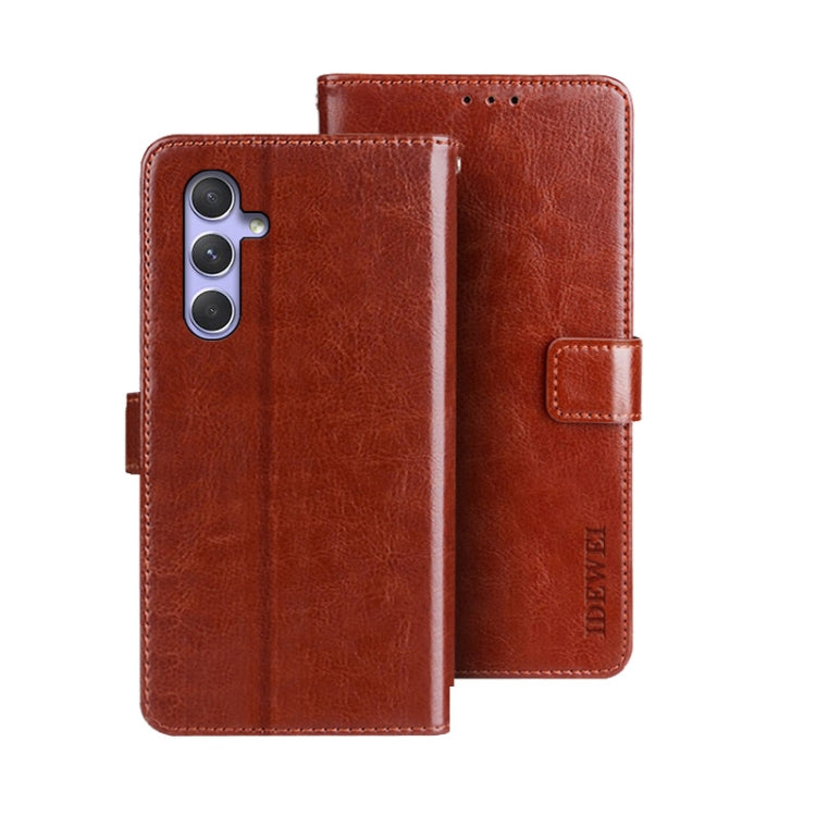 For Samsung Galaxy A55 5G idewei Crazy Horse Texture Leather Phone Case(Brown)