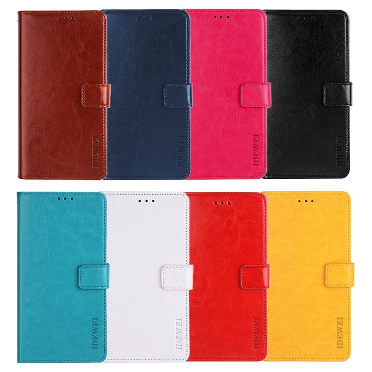 For iPhone 15 idewei Crazy Horse Texture Leather Phone Case with Holder(Black)