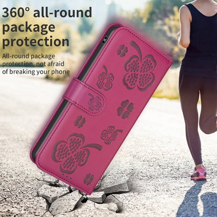 Four-leaf Embossed Leather Phone Case, For iPhone 16 Pro Max, For iPhone 16 Pro, For iPhone 16 Plus, For iPhone 16