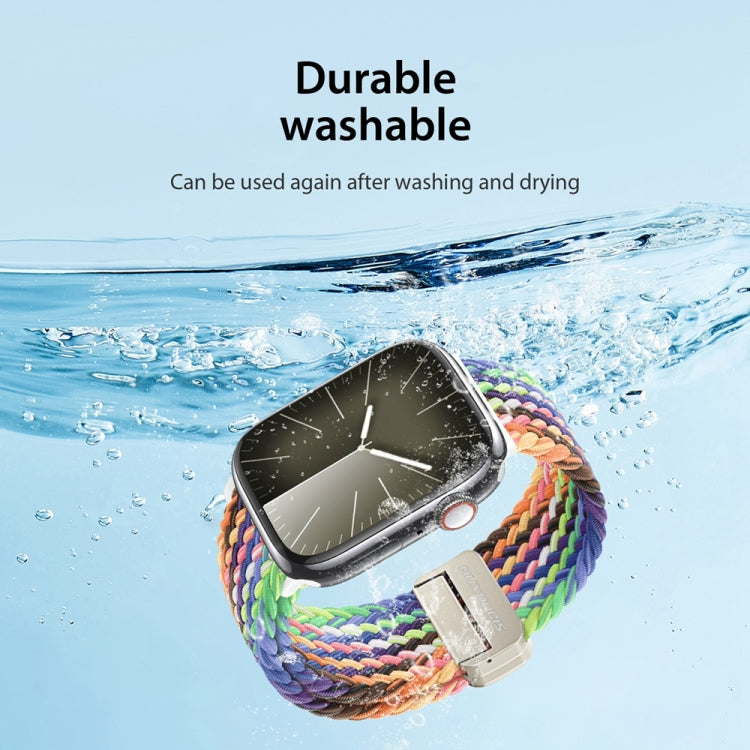 For Apple Watch Series 9 45mm DUX DUCIS Mixture Pro Series Magnetic Buckle Nylon Braid Watch Band(New Rainbow)
