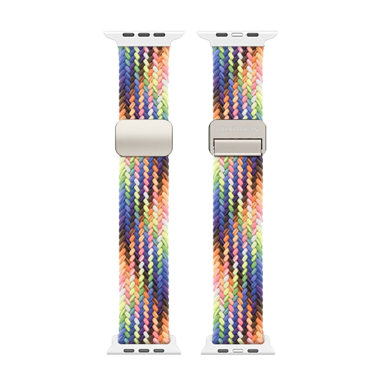 For Apple Watch Series 9 41mm DUX DUCIS Mixture Pro Series Magnetic Buckle Nylon Braid Watch Band(New Rainbow)