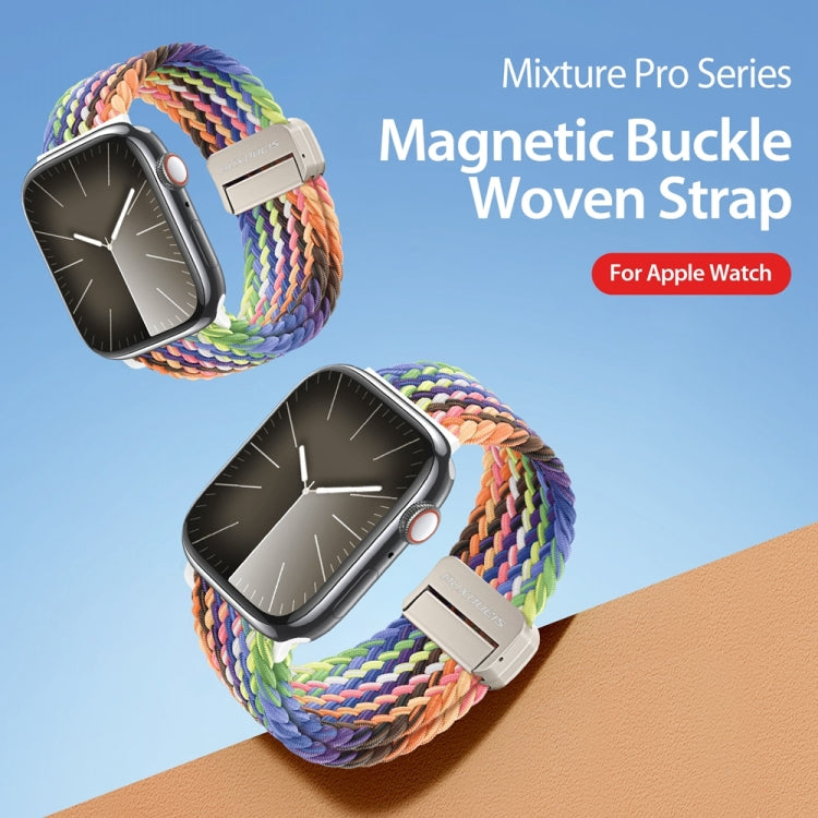 For Apple Watch Series 9 41mm DUX DUCIS Mixture Pro Series Magnetic Buckle Nylon Braid Watch Band(New Rainbow)