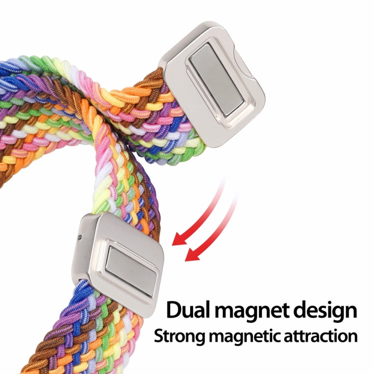 For Apple Watch Series 7 45mm DUX DUCIS Mixture Pro Series Magnetic Buckle Nylon Braid Watch Band(New Rainbow)