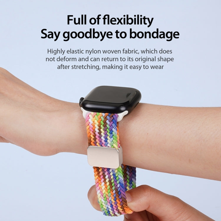 For Apple Watch Series 7 45mm DUX DUCIS Mixture Pro Series Magnetic Buckle Nylon Braid Watch Band(New Rainbow)