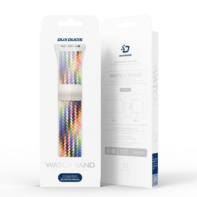 For Apple Watch Series 7 45mm DUX DUCIS Mixture Pro Series Magnetic Buckle Nylon Braid Watch Band(New Rainbow)