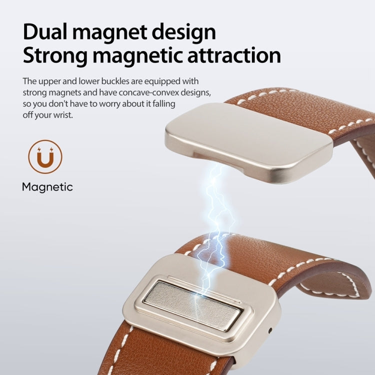 For Apple Watch Series 7 41mm DUX DUCIS YA Series Magnetic Buckle Genuine Leather Watch Band(Brown)