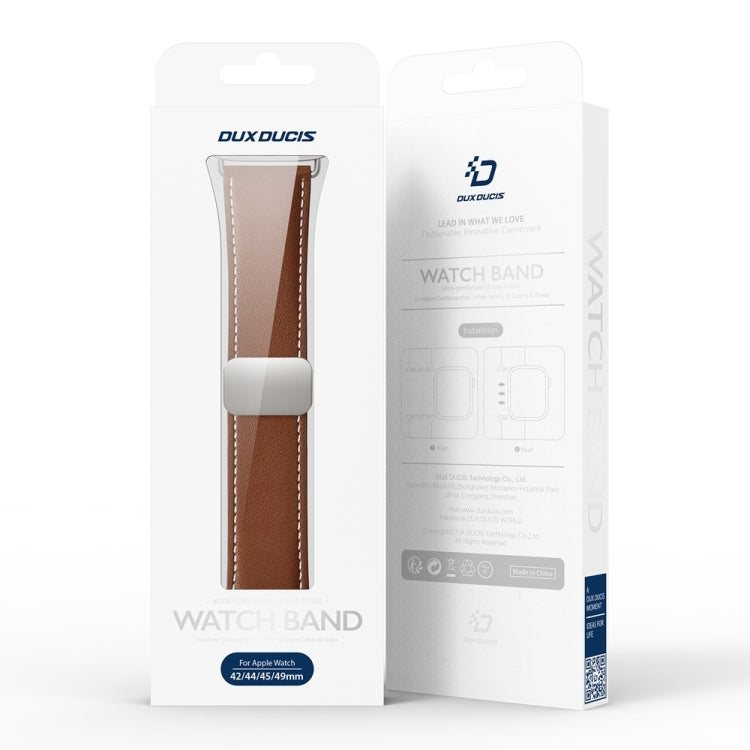 For Apple Watch Series 6 40mm DUX DUCIS YA Series Magnetic Buckle Genuine Leather Watch Band(Brown)