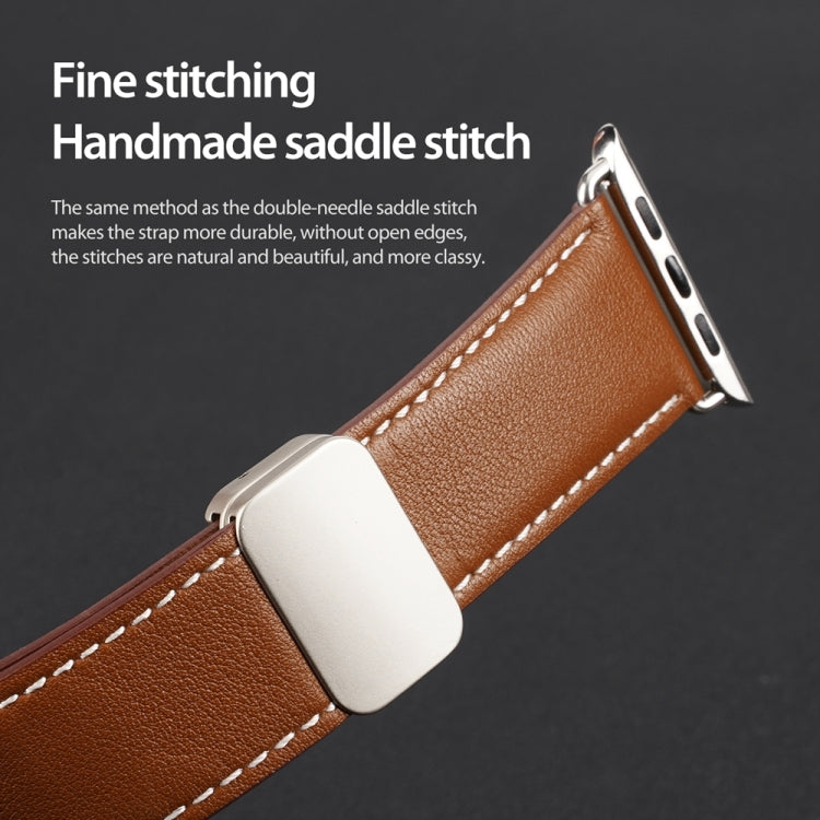 For Apple Watch Series 6 40mm DUX DUCIS YA Series Magnetic Buckle Genuine Leather Watch Band(Brown)