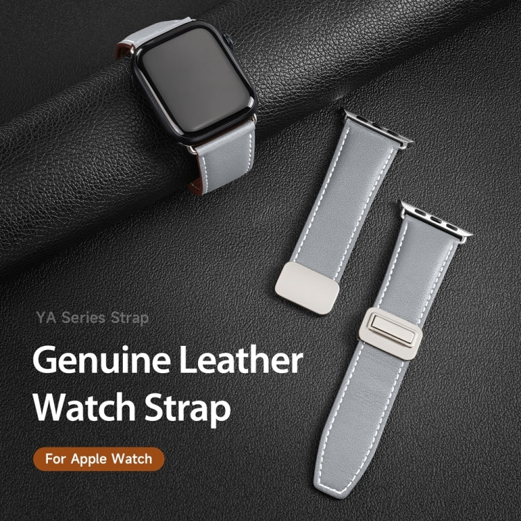 For Apple Watch Series 6 40mm DUX DUCIS YA Series Magnetic Buckle Genuine Leather Watch Band(Grey)