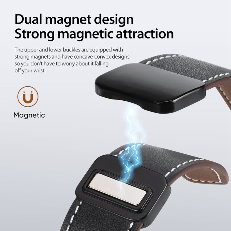 For Apple Watch Series 5 44mm DUX DUCIS YA Series Magnetic Buckle Genuine Leather Watch Band(Black)