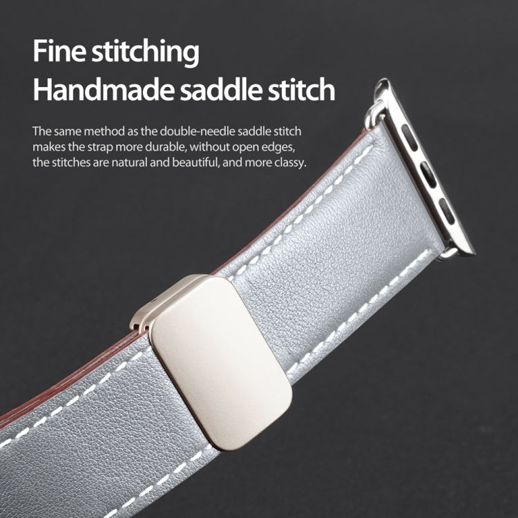 For Apple Watch Series 3 42mm DUX DUCIS YA Series Magnetic Buckle Genuine Leather Watch Band(Grey)