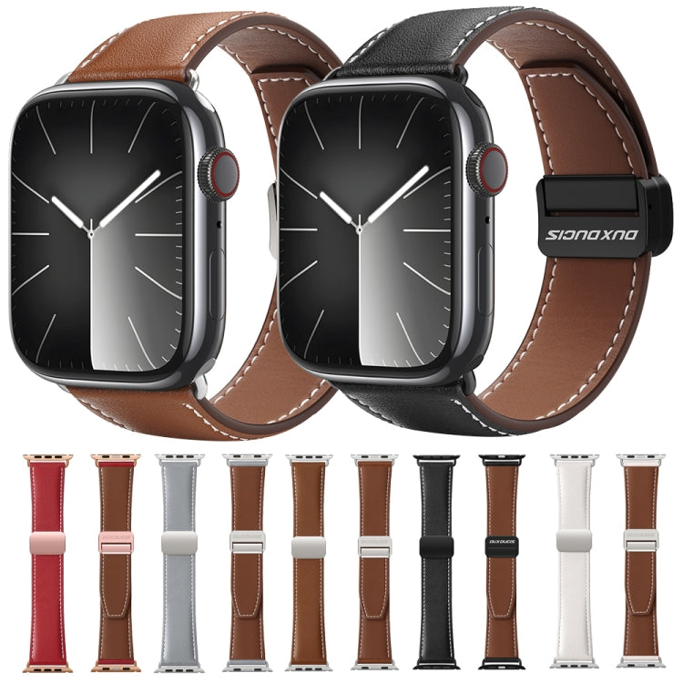 For Apple Watch Series 2 42mm DUX DUCIS YA Series Magnetic Buckle Genuine Leather Watch Band(Grey)