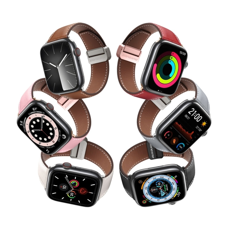 For Apple Watch 38mm DUX DUCIS YA Series Magnetic Buckle Genuine Leather Watch Band(Brown)