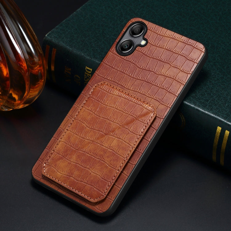 For Samsung Galaxy A20 / A30 Denior Imitation Crocodile Leather Back Phone Case with Holder(Brown)