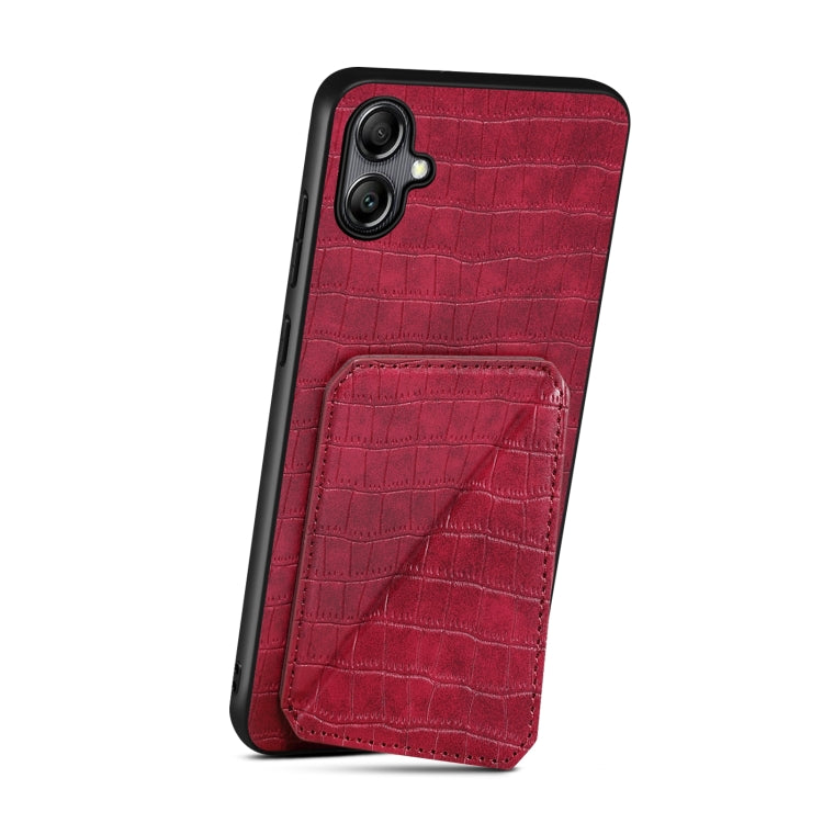 For Samsung Galaxy A20 / A30 Denior Imitation Crocodile Leather Back Phone Case with Holder(Rose Red)