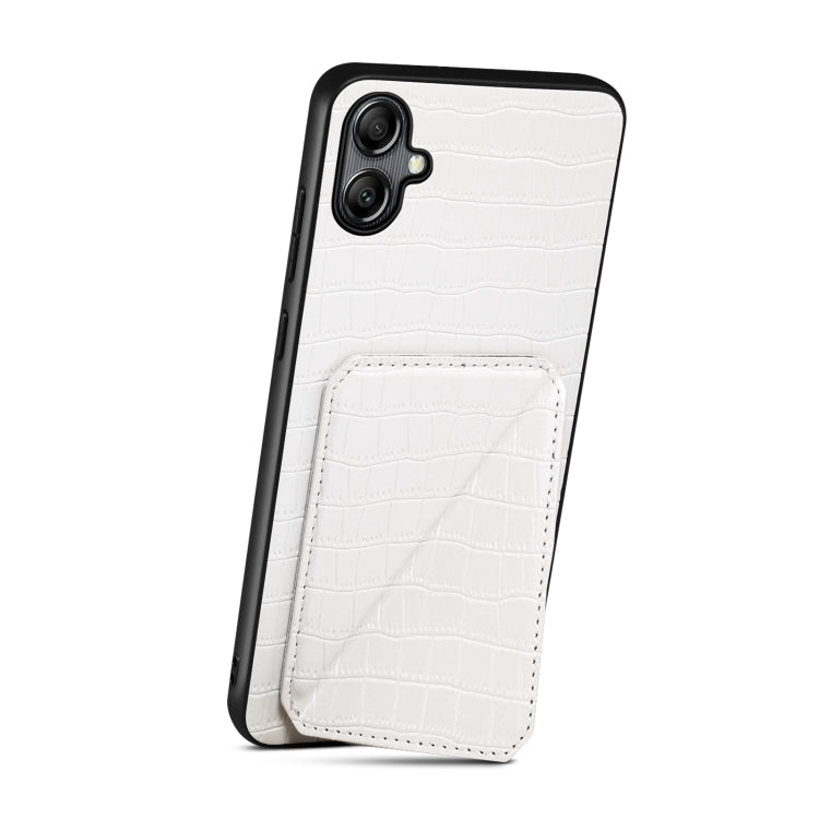 For Samsung Galaxy A32 5G Denior Imitation Crocodile Leather Back Phone Case with Holder(White)